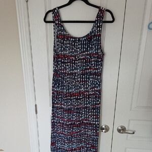 Merona Red, Blue, and Black Maxi Dress